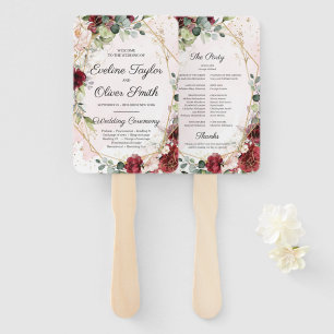 Leque Programa geométrico de ouro floral Blush burgundy