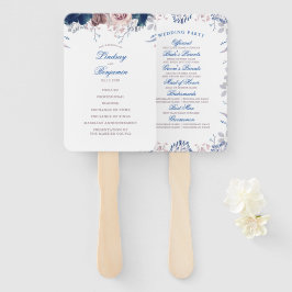 Leque Programa marinho Azul e Mauve Floral Weding
