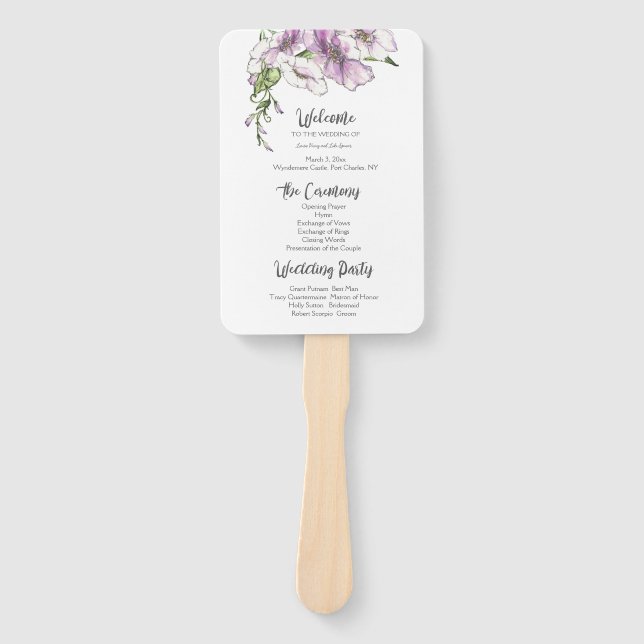 Leque Programa Modern Pansy Wedding (Frente)