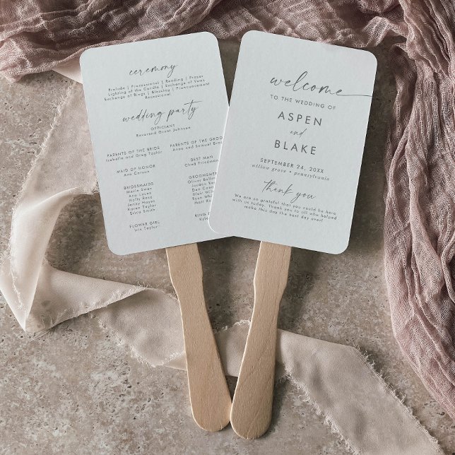 Leque Programa Modern Silver Script Wedding (Criador carregado)
