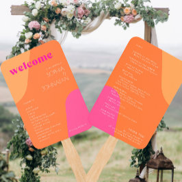 Leque Programa moderno de casamento cor-de-rosa cor-de-r
