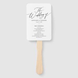 Leque Programa Moderno de Casamento de Caligrafia Minima