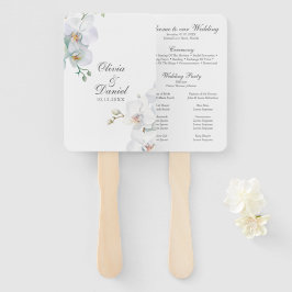 Leque Programa Moderno de Casamento de Orquídeas Brancas