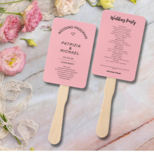 Leque Programa Moderno de Casamento Rosa Espelho