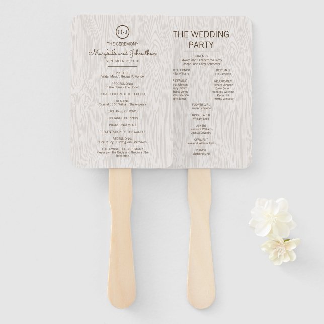 Leque Programa Moderno de Cerimônia de Casamento de Made (Frente e Verso)
