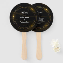 Leque Programa Moderno Elegante de Casamento de Ouro Chi