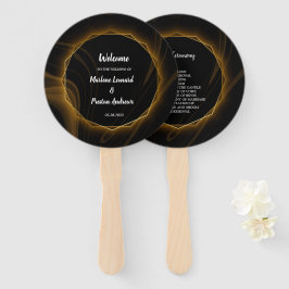 Leque Programa Moderno Elegante de Casamento de Ouro Chi