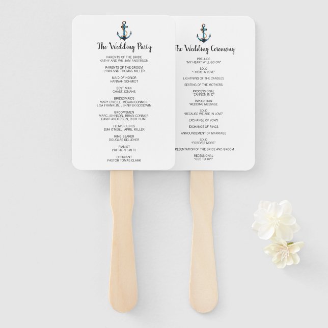 Leque Programa Náutico Moderno de Âncora de Água (Frente e Verso)