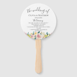 Leque Programa Pastel Floral de Casamento