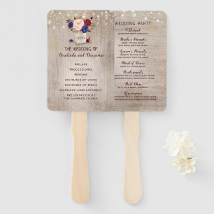 Leque Programa Radiant Bloom Rustic Mason Jar Weding