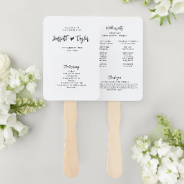 Leque Programa Romântico de Casamento de Script de Coraç