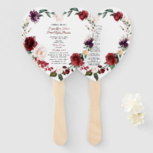 Leque Programa Romântico de Casamento Floral Rosa-Rosa-R