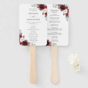 Leque Programa Rustic Burgundy Blush Floral Casamento