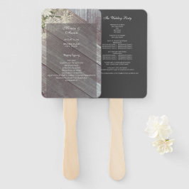 Leque Programa Rustic Dark Wood Floral Weding Program