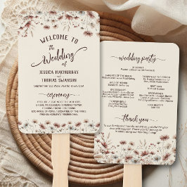 Leque Programa Rustic Earthtone Boho Wildflower Weding