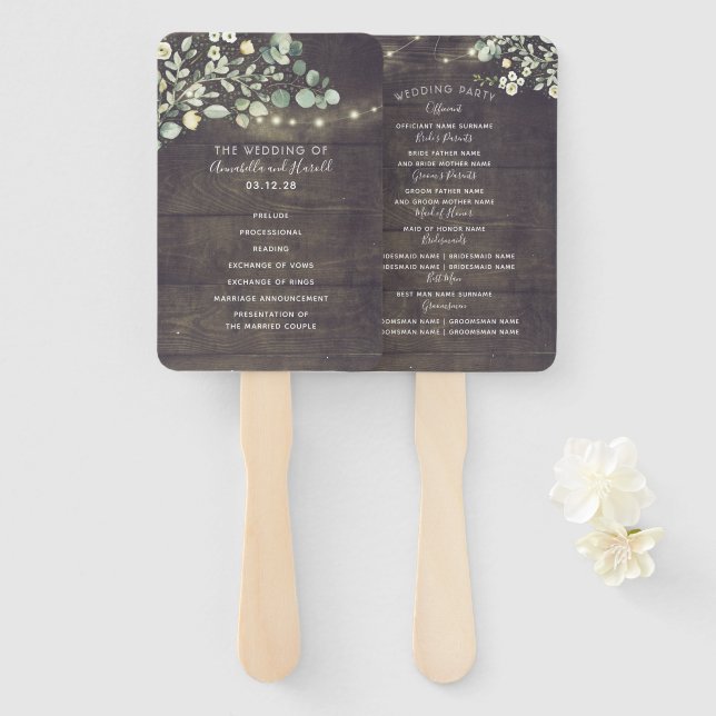 Leque Programa Rustic Greenery Wedding | Menu (Frente e Verso)