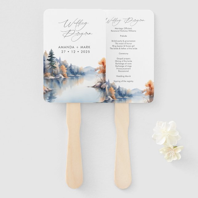 Leque Programa Rustic Pine Trees Adventure Weding (Frente e Verso)