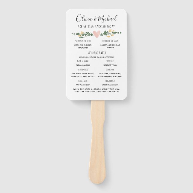 Leque Programa Rustic Wedding Ordem dos Acontecimentos (Frente)