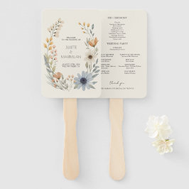 Leque Programa Rustic Wildflower Wreath Garden Casamento