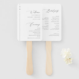 Leque Programa Simples de Casamento Caligráfico