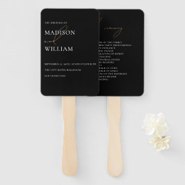 Leque Programa Simples de Casamento Negro e Branco