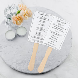 Leque Programa Simples de Casamento Negro e Branco Monog