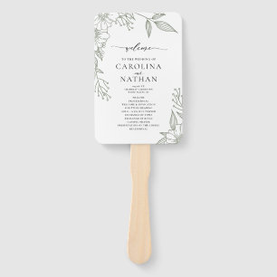 Leque Programa Simples de Casamento Verde de Sábio Flora