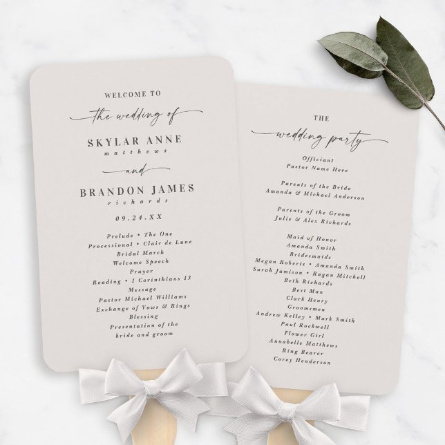 Leque Programa Simples de Cerimônia de Casamento Sem Bra (Criador carregado)