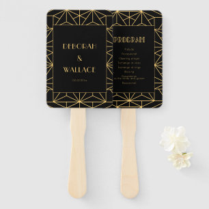 Leque Programa simples do casamento do art deco do 1920