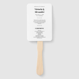 Leque Programa Simples Elegante de Casamento Negro e Bra