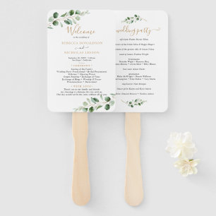 Leque Programa Simples Eucalyptus Greenery Dourado Casam