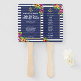 Leque Programa Tropical Floral de Luau Marinho Blue Stri