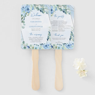 Leque Programa verde floral azul-aquarela Elegante