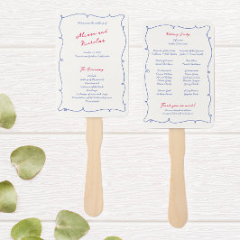 Leque Programa Whimsical Wavy Border & Script Wedding