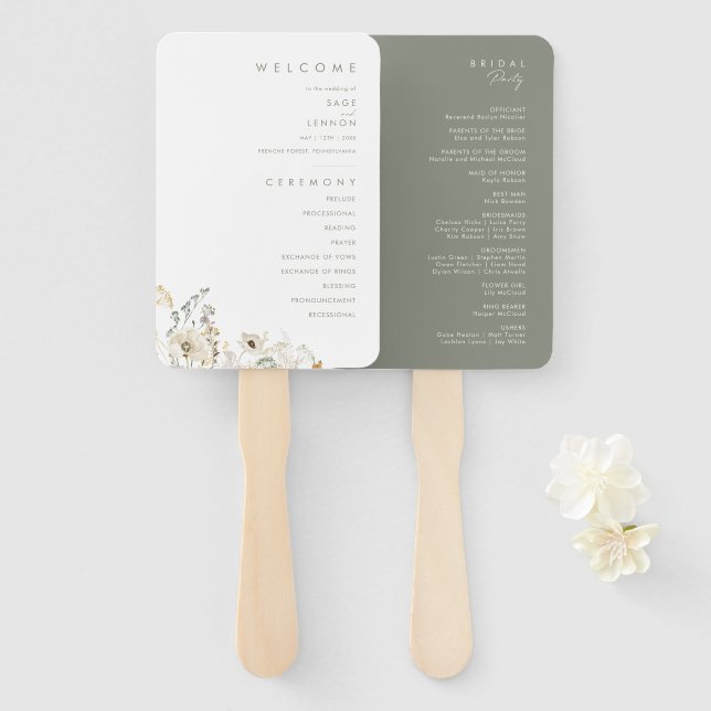 Leque Programa Whimsical Wildflower Wedding (Frente e Verso)