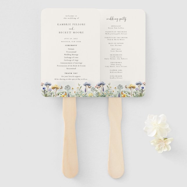 Leque Programa Wild Meadow Floral Wedding (Frente e Verso)