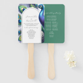 Leque Programas de Casamento com Aquarela Pavão