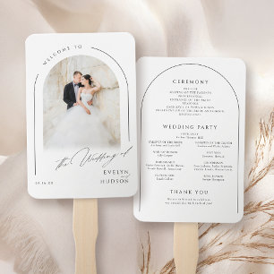Leque Programas de Casamento com Arco e Foto Minimalista