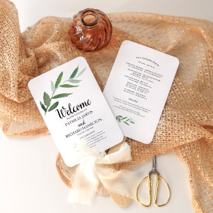 Leque Programas de Casamento com Vegetação em Aquarela E