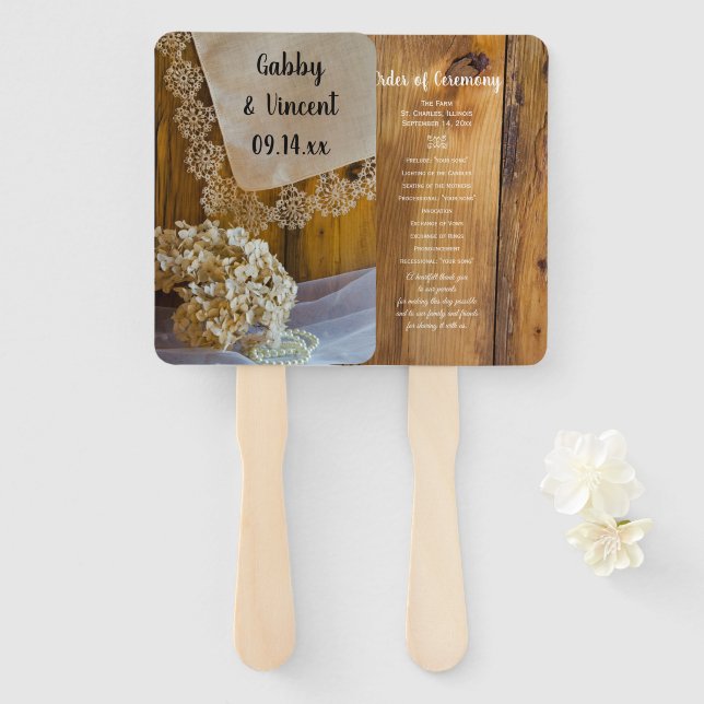 Leque Programas de Casamento de Cheiros e Flores (Frente e Verso)