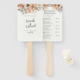 Leque Programas de Casamento de Terra Floral Dusty Rosa