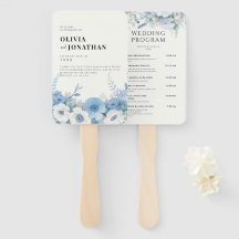 Programas de Casamento Elegante Floral Dusty Blue