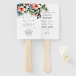 Leque Programas de Casamento em Aquarela Hibisco Tropica
