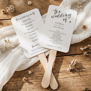 Leque Programas de Casamento em Preto e Branco com Calig