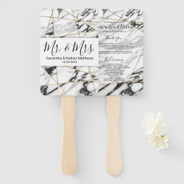 Leque Programas de Casamento Geométrico Dourado de Marbl