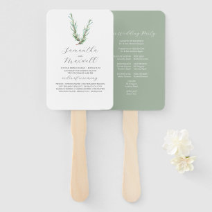 Leque Programas de Casamento por Aquarela Rosemary Green