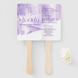 Leque Programas Violet Purple Watercolor Splash Wedding