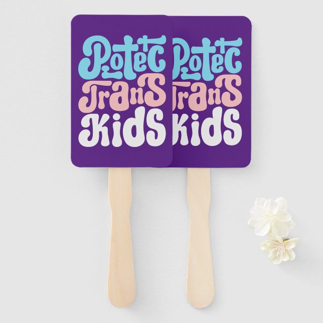 Leque Proteja os ventiladores de mão das crianças trans (Frente e Verso)