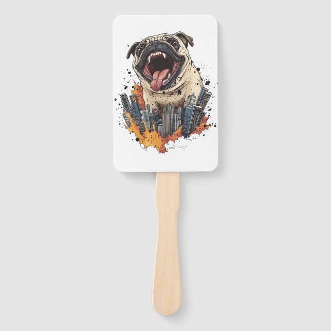 Leque Pugzilla Ataca � Cachorro Monstro Engraçado (Frente)