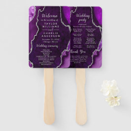 Leque Purple and Silver Agate Wedding Program